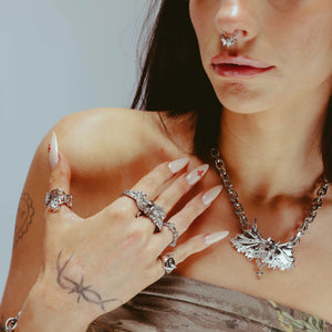 DOUBLE FINGER OCTOSKULL RING - Hard Jewelry™